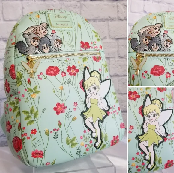 Loungefly Peter Pan Tinkerbell Lost Boys Wildflower Mini Backpack Bag New